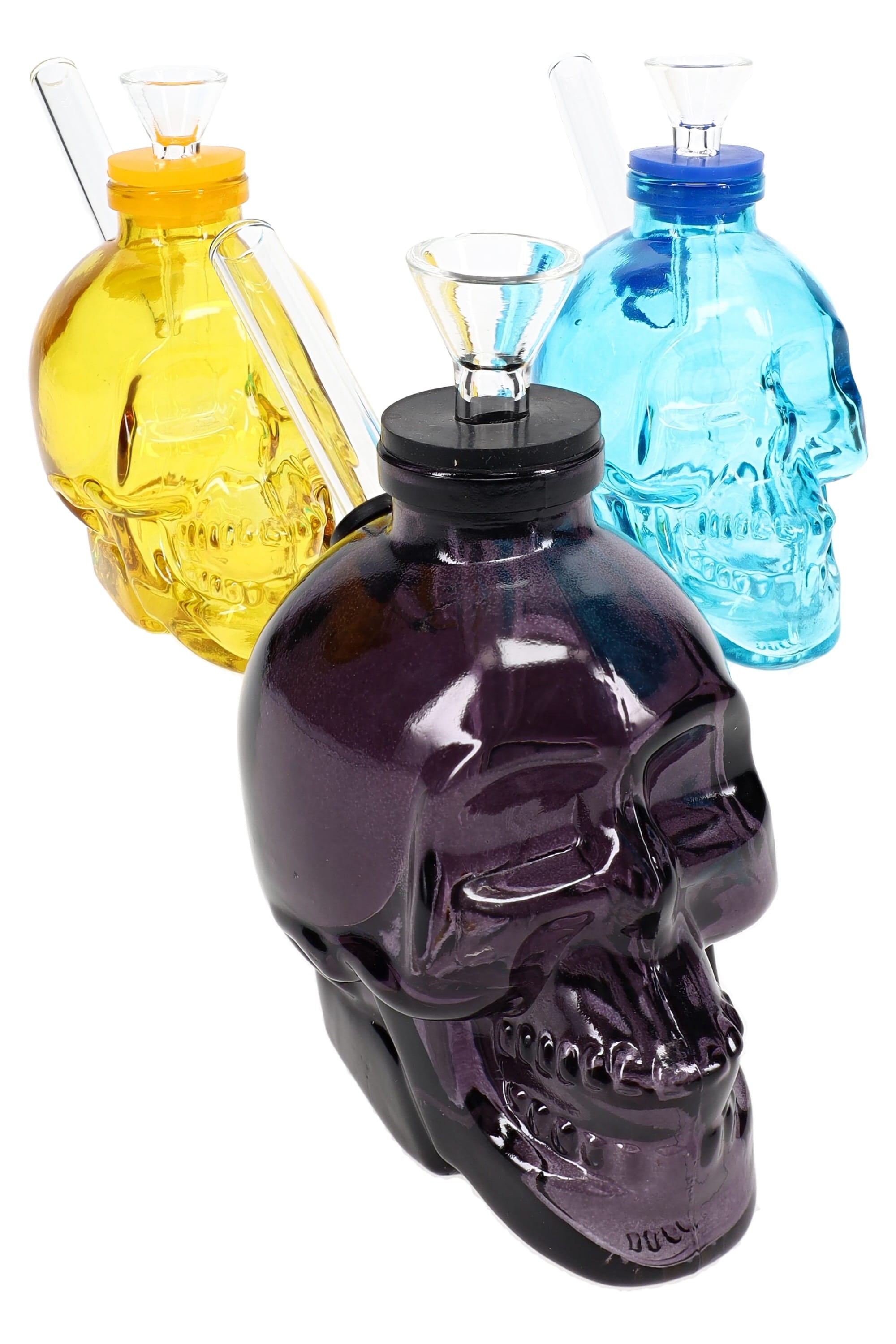 Colored Skull Glass Bong “Bone Bank” – 4″