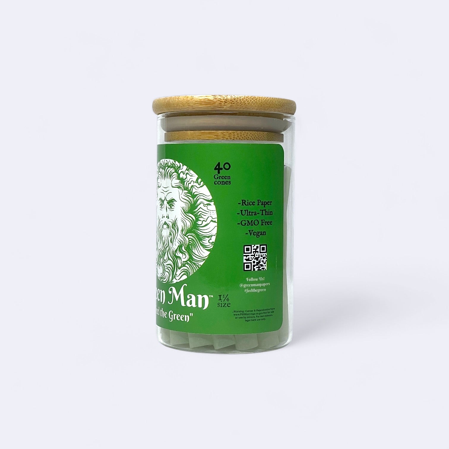 Green Man 1.25 Green Rice Cones 40ct Jar