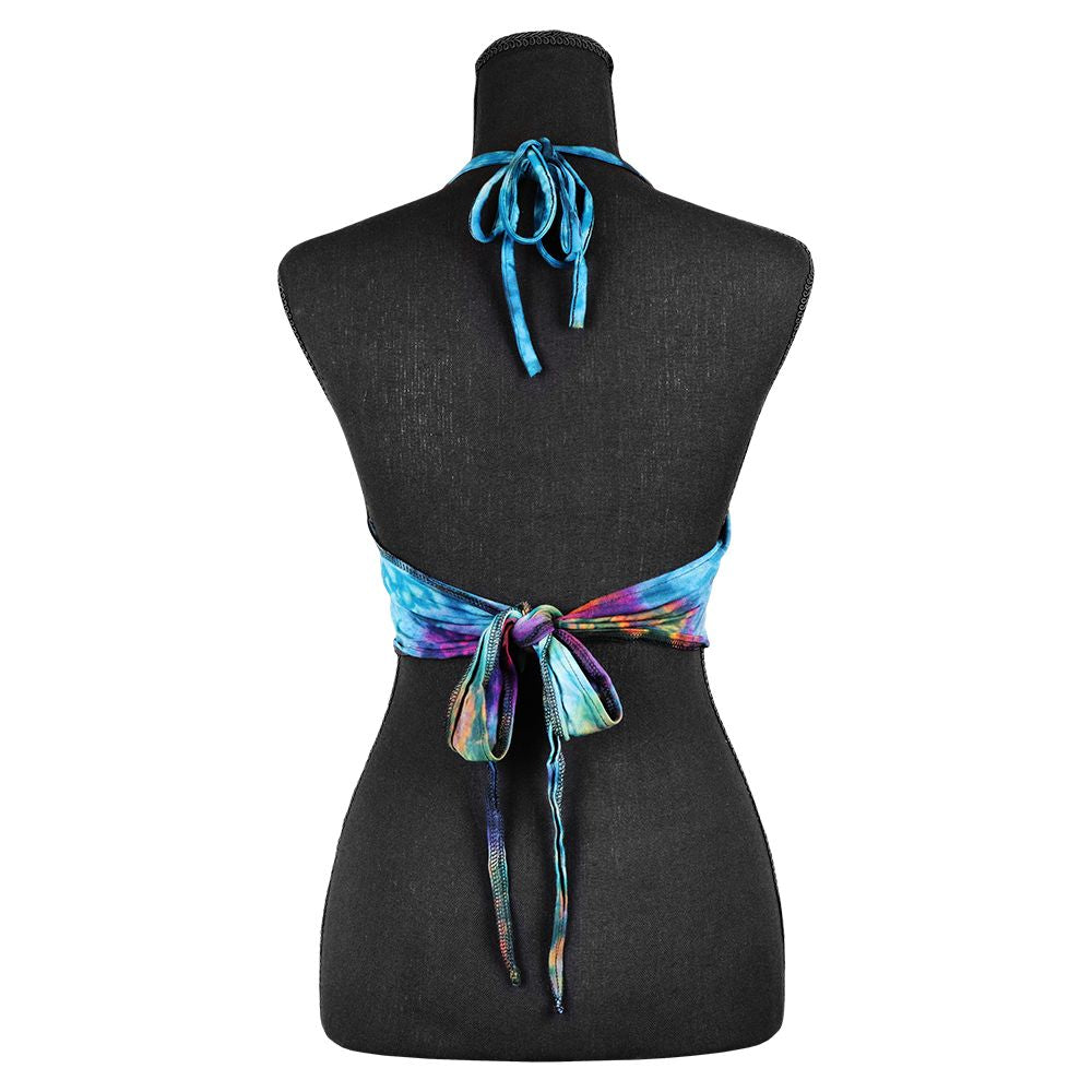 Tie Dye Cropped Halter Tied Top - One Size