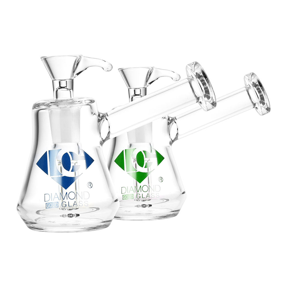 Diamond Glass Gold Mallet Water Pipe - 4" 14mm