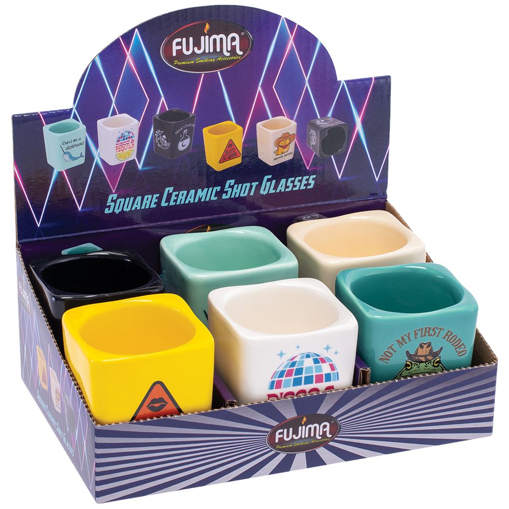 Fujima Square Ceramic Shot Glasses - 2oz / 6ct