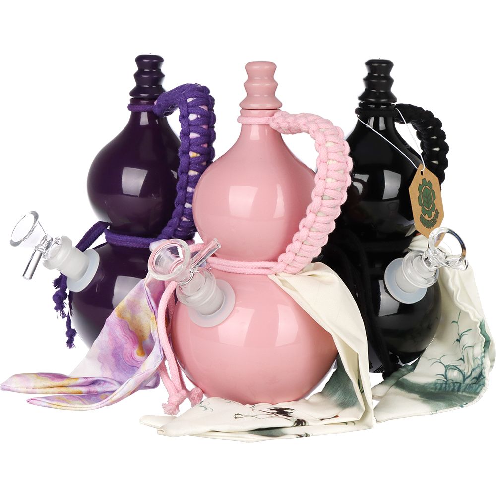 SeshGear Gourd Glass Water Pipe - 7.75" / 14mm F / Colors Vary