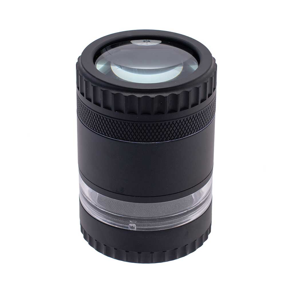 GRINDER WITH MAGNIFYING LID
