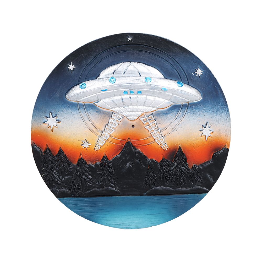 UFO Round Polyresin Incense Burner - 4.75"