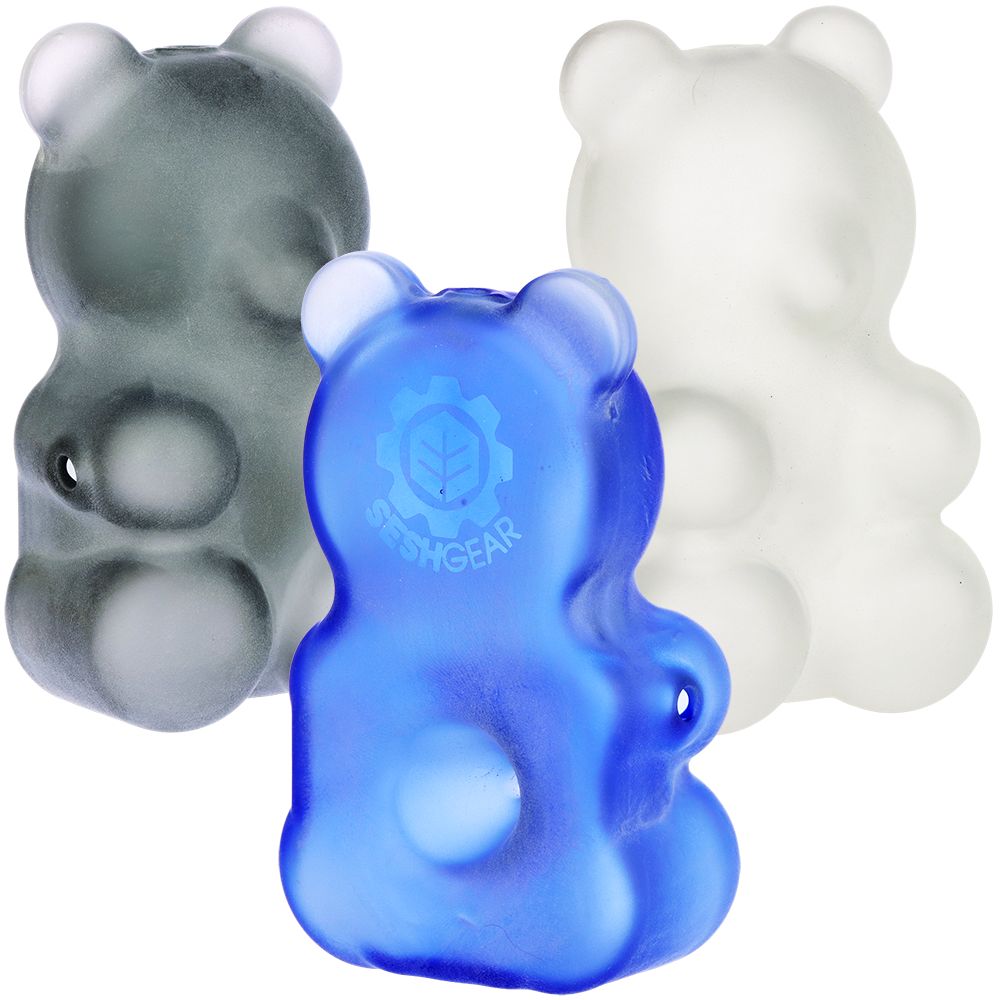 3CT BUNDLE - SeshGear Gummy Bear Glass Hand Pipe - 3.5" / Assorted Colors