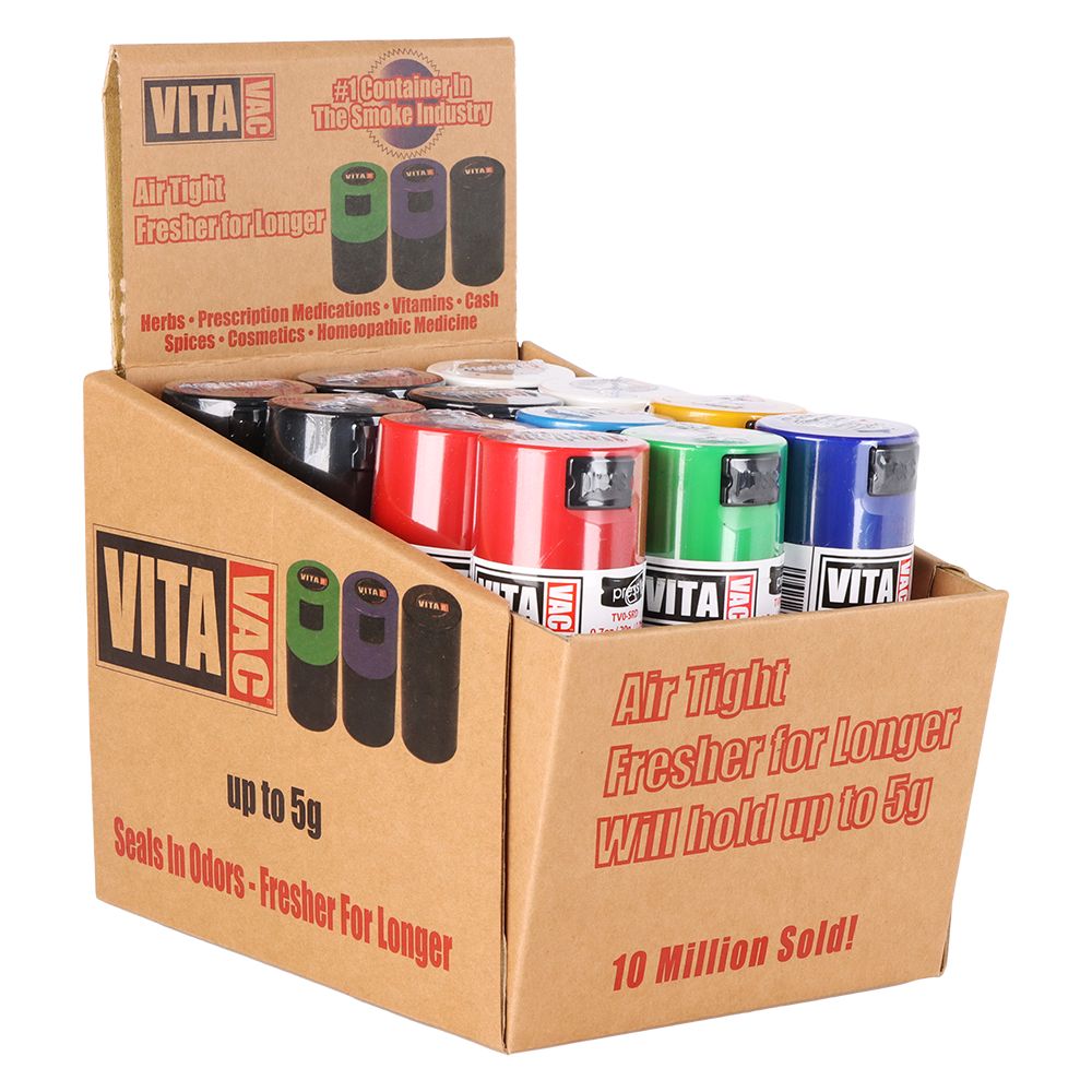 24CT DISPLAY - Vitavac Smell Proof Container - 2.75" / Assorted Colors
