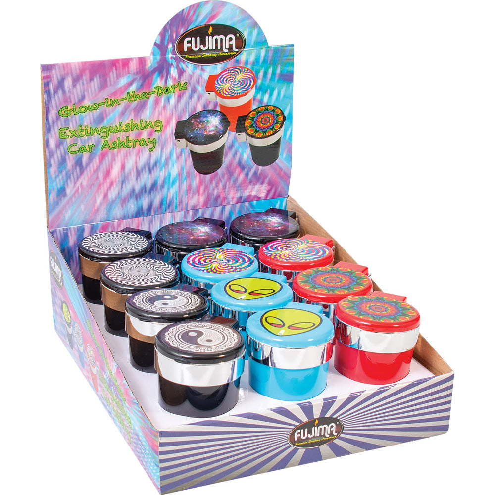 Fujima Glow Car Extinguishing Ashtray - Assorted - 12PC