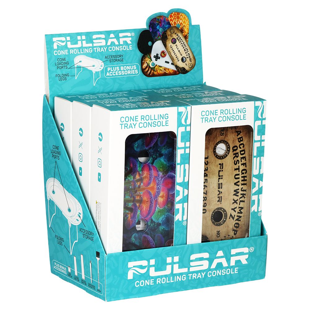 6CT DISPLAY - Pulsar Elevated Cone Rolling Tray Console Assortment 2 - 9.25"x4.2" / Assorted Designs