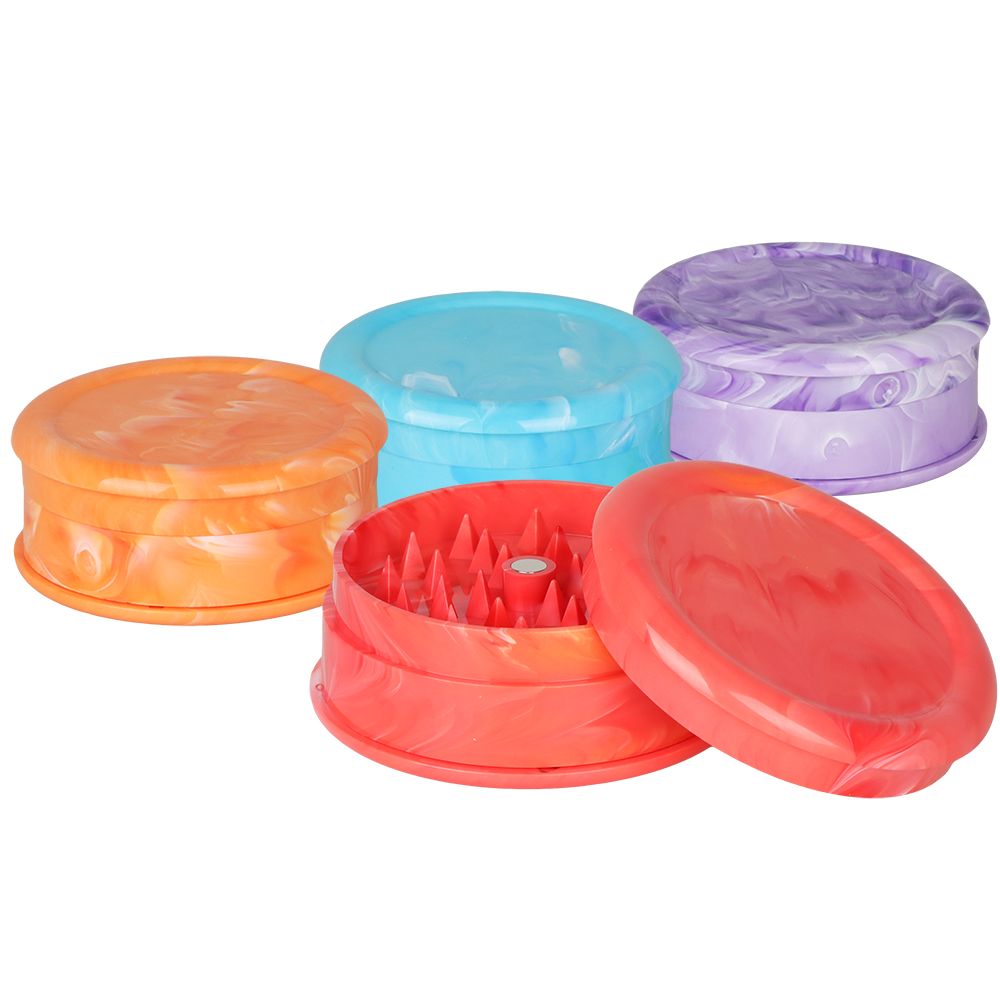 12CT DISPLAY - SeshGear Marbled Acrylic Grinder - 2pc / 2.4" / Assorted Colors