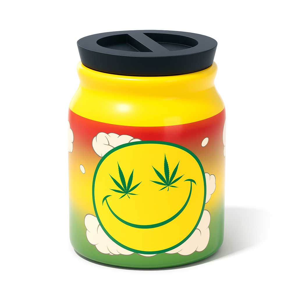 LARGE CERAMIC STASH JAR - STONED SMILEY