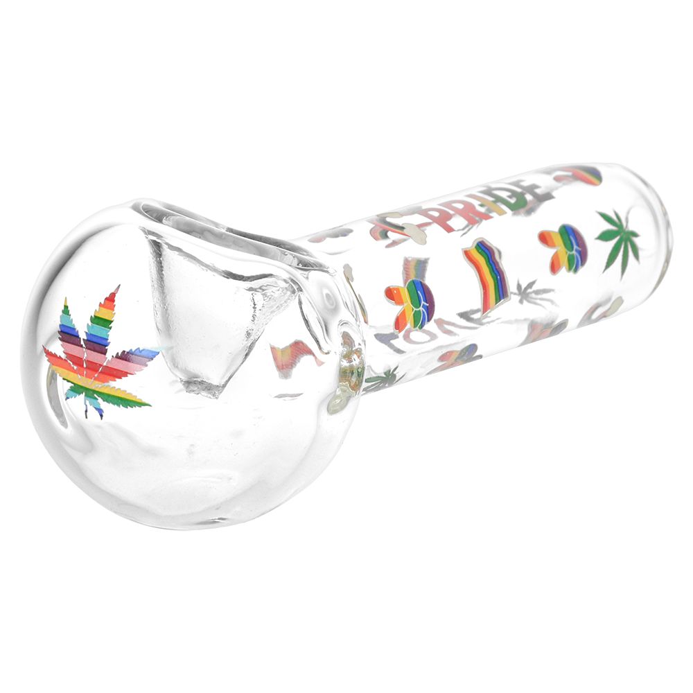 Pride Glow In The Dark Glass Spoon Pipe - 5.25"/ 3ct