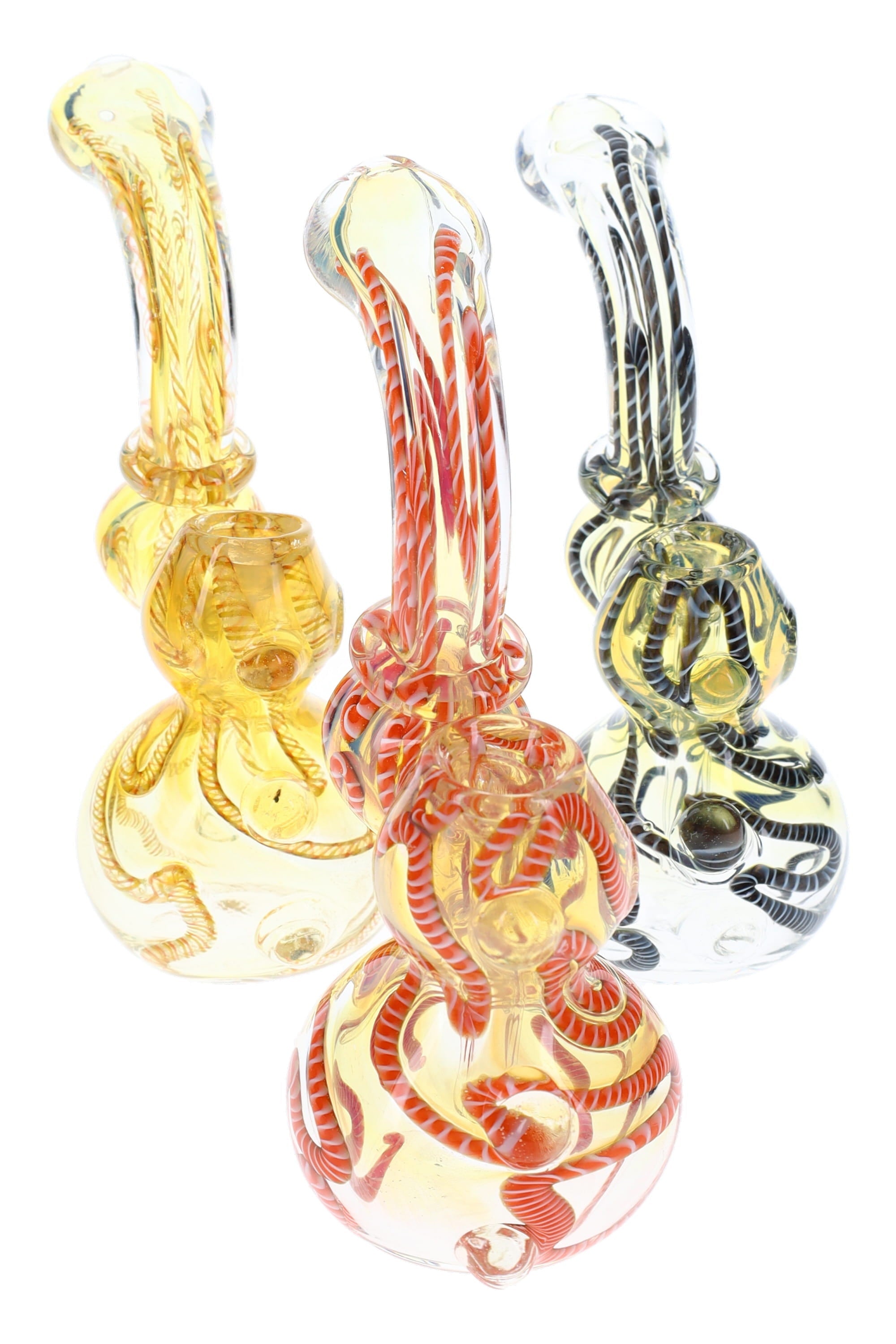 Color-Changing Glass Sherlock Bubbler “Squiggle Coil” – 6″ – Assorted Colors