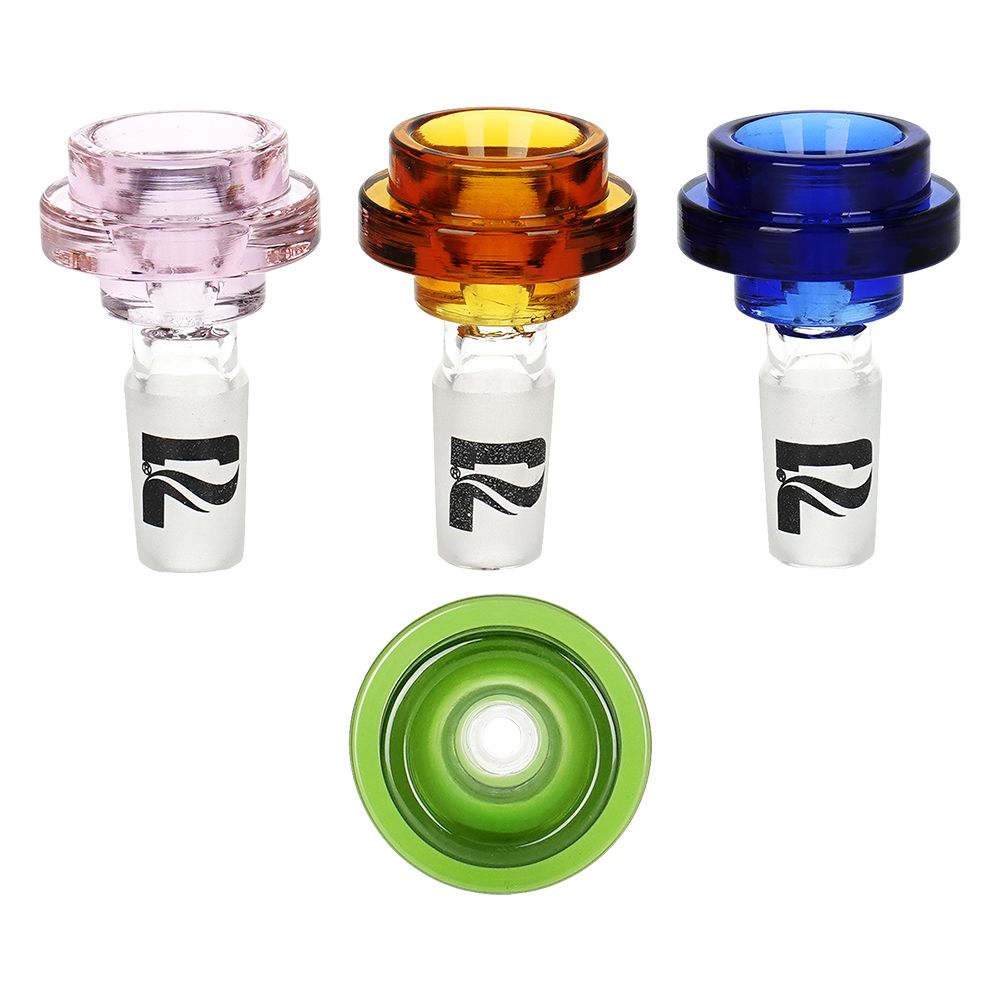 9CT DISPLAY - Pulsar Cool Ring Glass Herb Slide - 14mm M / Assorted Colors