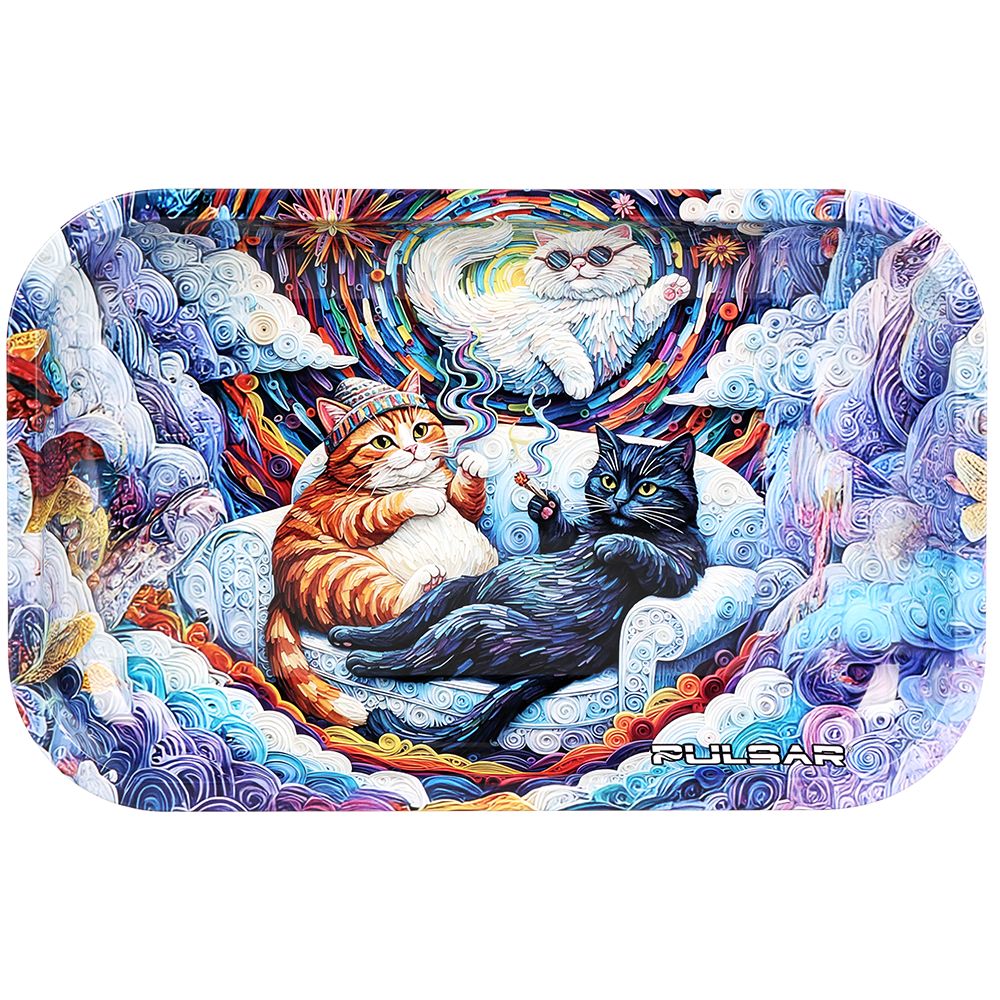 Pulsar Metal Rolling Tray - Couch Cats / 11"x7"