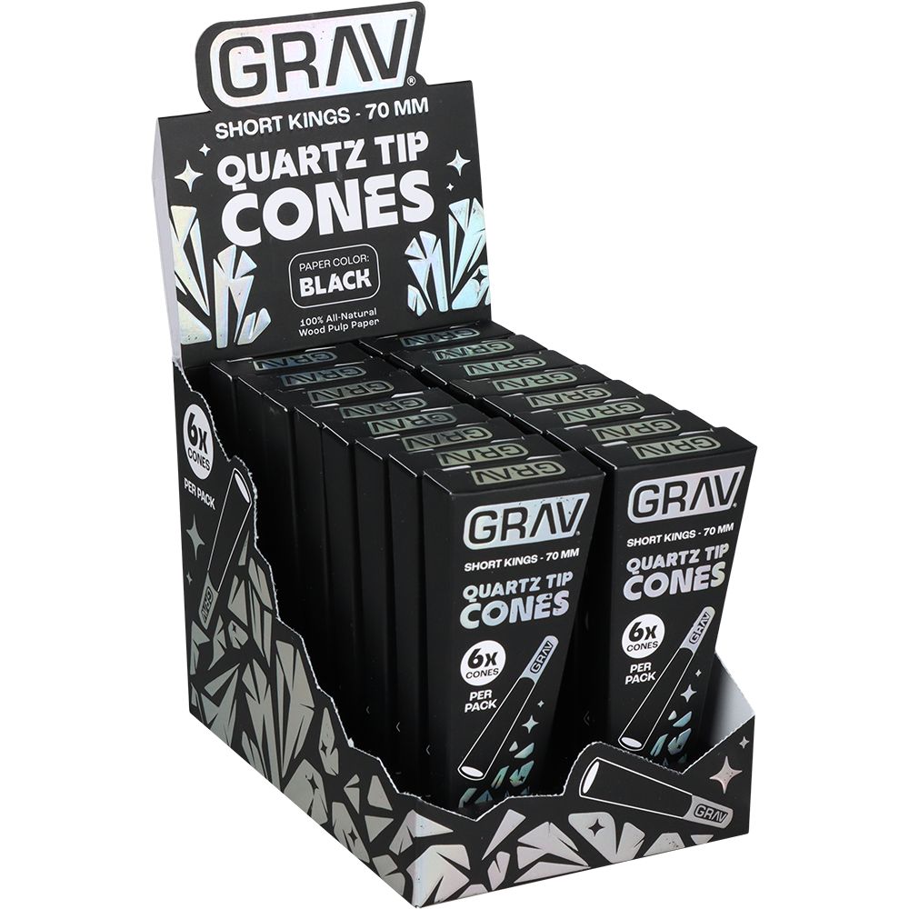 GRAV Quartz Tip Pre-Rolled Cones | Black | 16pk Display