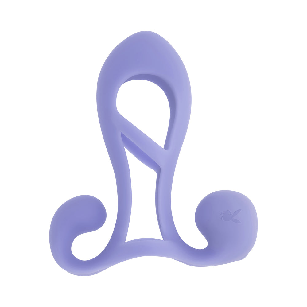 Playboy Fantasy Cage Rechargeable Vibrating Cock Cage Silicone Purple