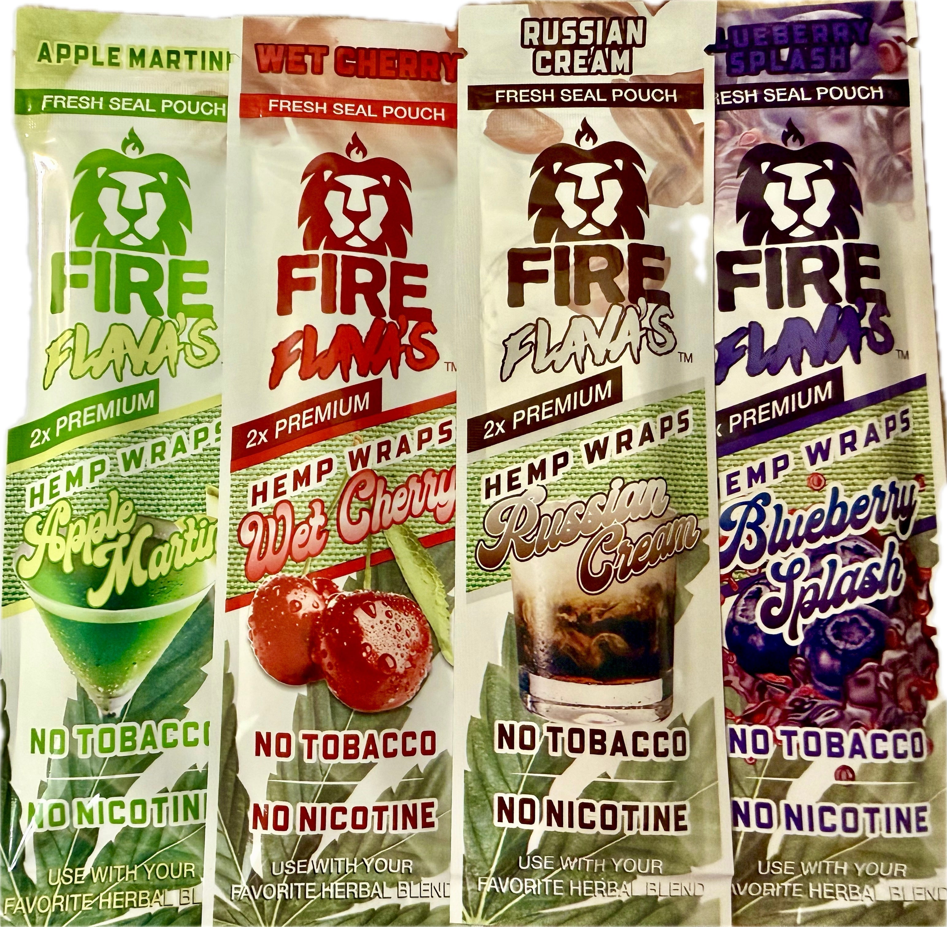 Fire Flavas Hemp Wraps Flavor Bundle - 4-Pack Pouches (Tobacco-Free)