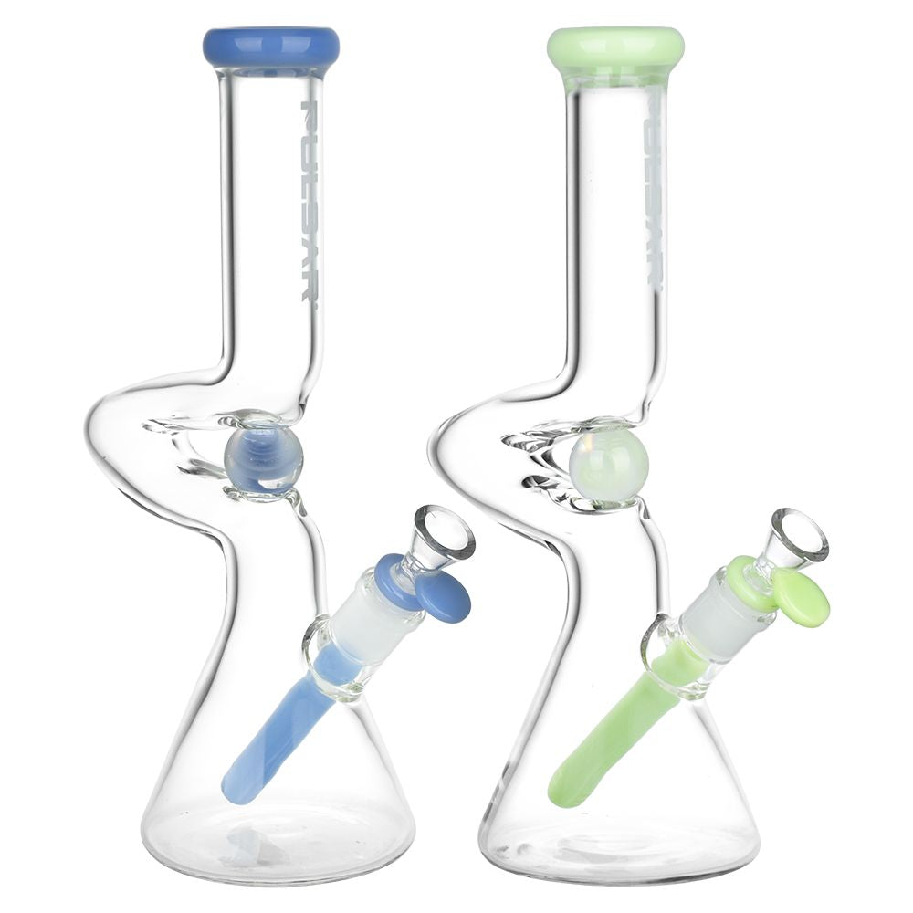 Pulsar Kinked Marble Glass Beaker Water Pipe | 12" | 14mm F