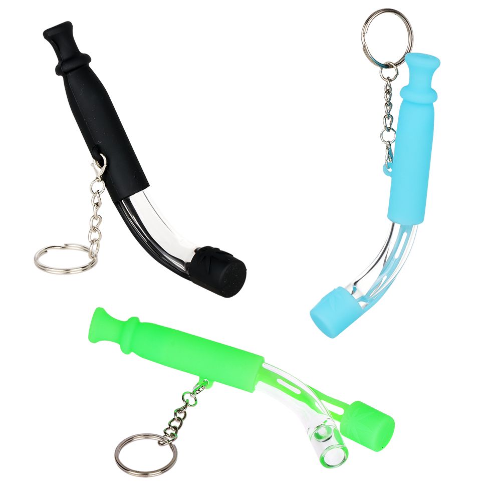 42CT DISPLAY - SeshGear Curved Glass Taster w/ Silicone Sleeve - 4.75" / Assorted Colors