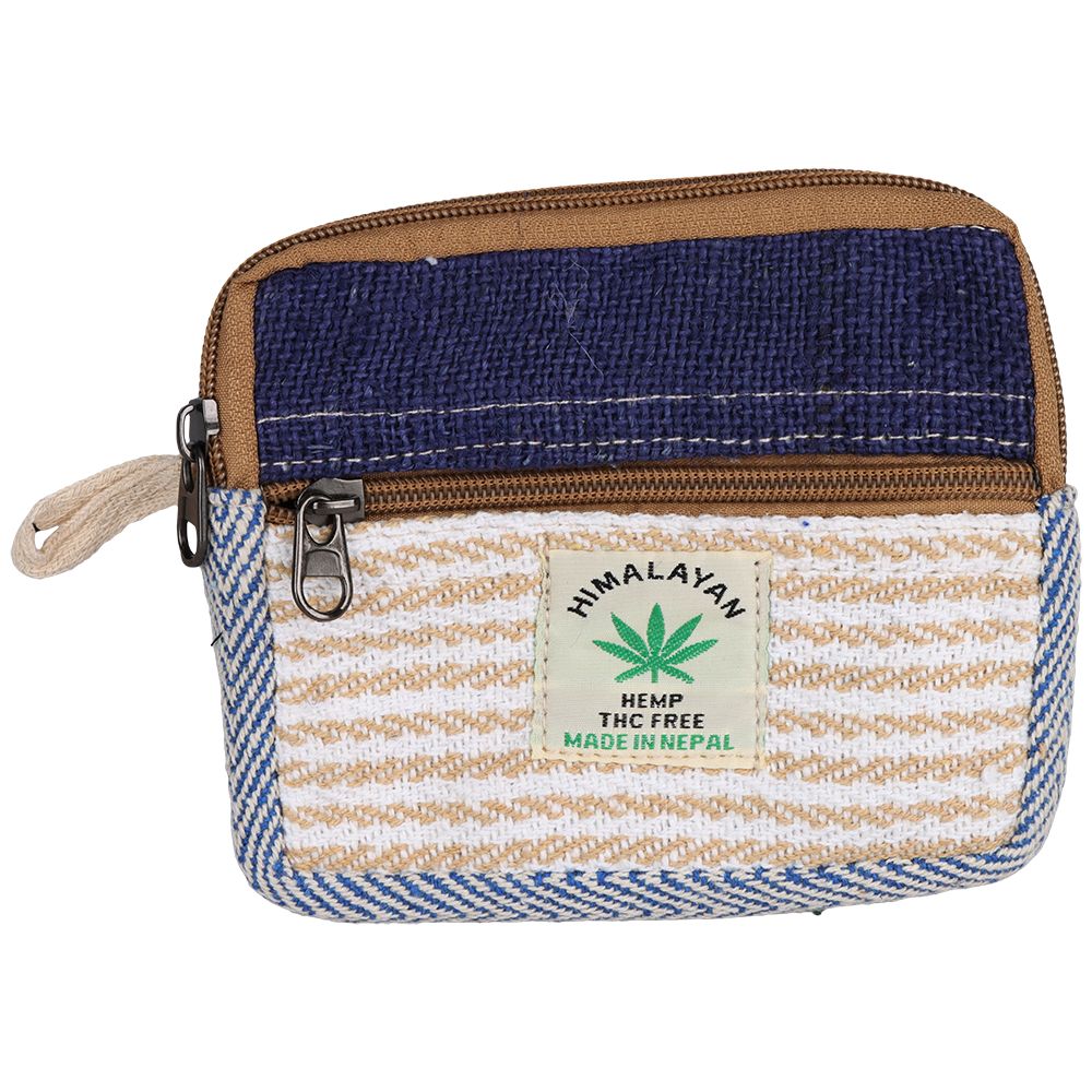 Himalayan Hemp Zig Zag Coin Purse - 6" x 5" / Colors Vary
