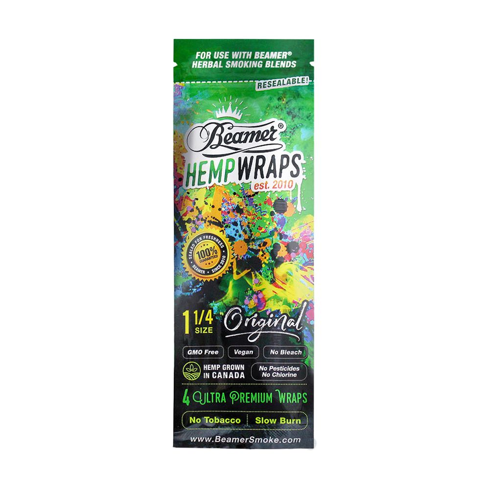 25PK DISPLAY - Beamer Ultra Premium Natural Vegan Hemp Wraps - Original / 1 1/4 / 4pc