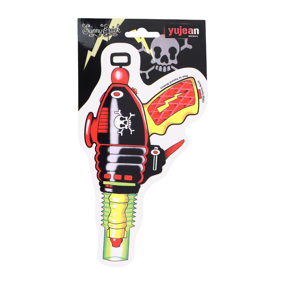 Sunny Buick Skull'n'Crossbones Raygun Die-Cut Sticker - 6.25"x3.75"