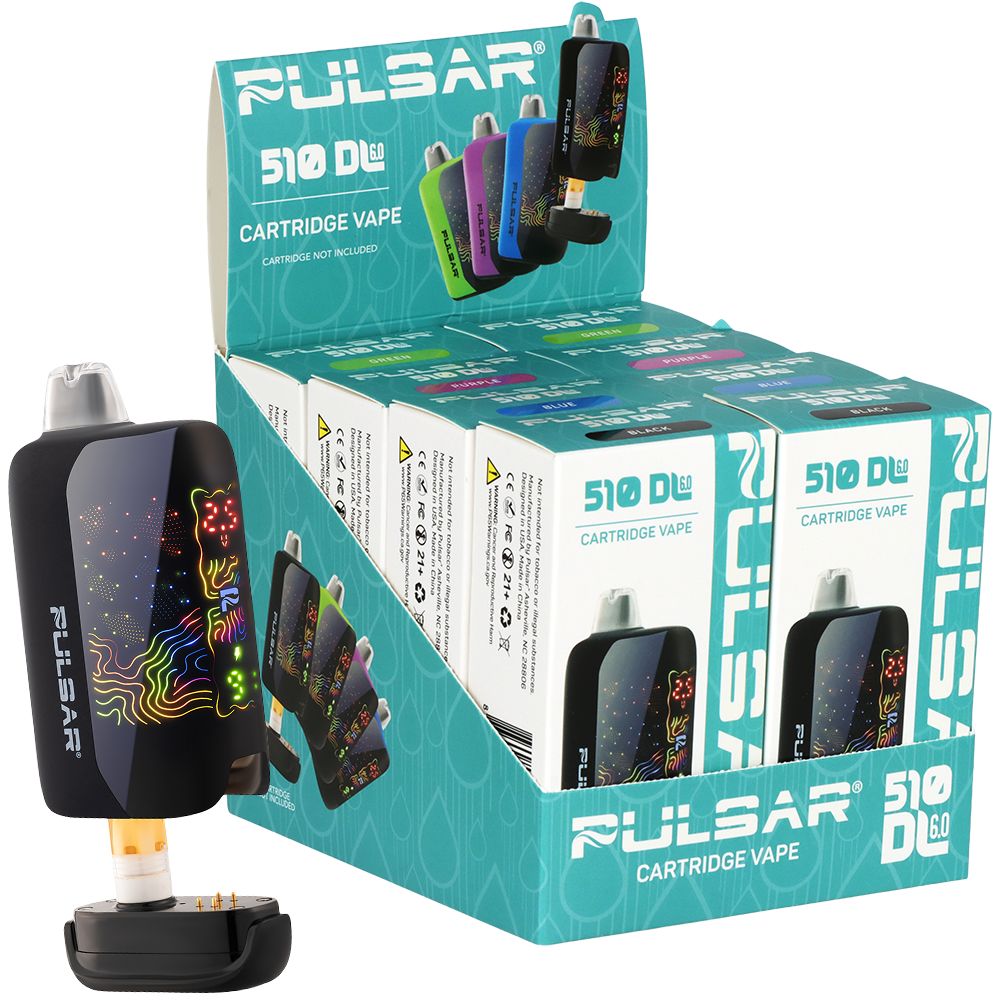 8CT DISPLAY - Pulsar 510 DL 6.0 Curved LCD Screen Vape Bar Solid Color Series - 1000mAh / Assorted Colors