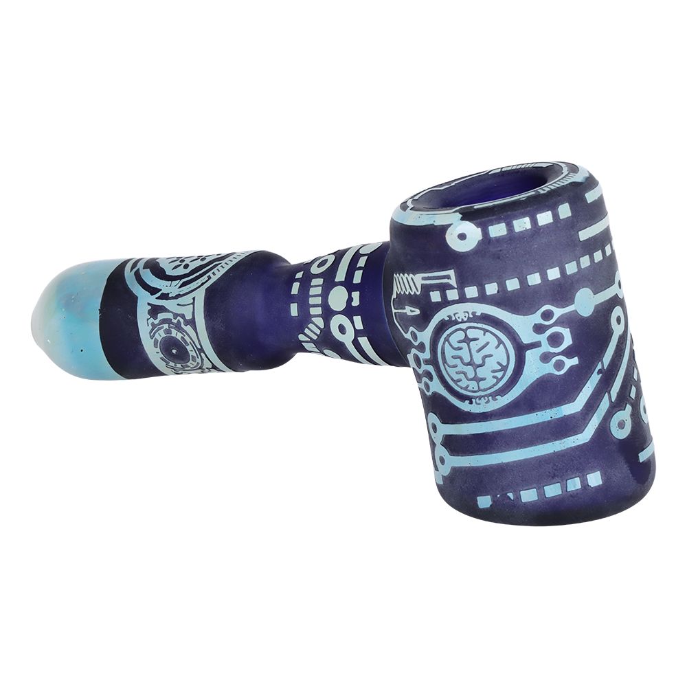 Circuits of Love Sandblasted Glass Hand Pipe - 4.75" / Colors Vary