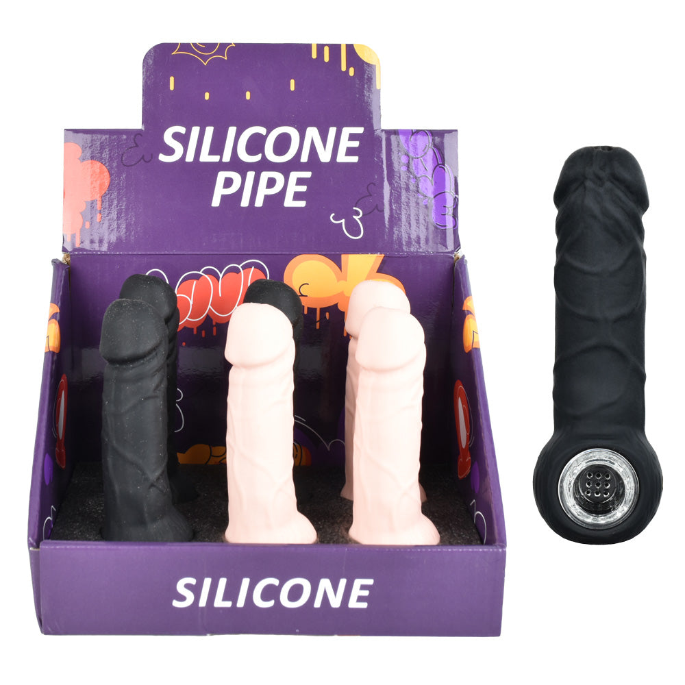 Penis Silicone Hand Pipe - 5.25" / Assorted Colors 6pcs