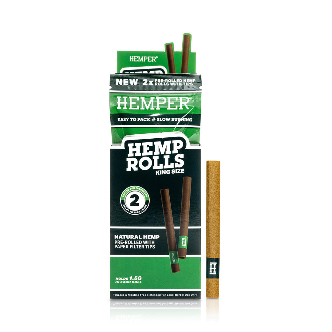 Pre-Rolled King Size Paper Tip Hemp Rolls | 2PK