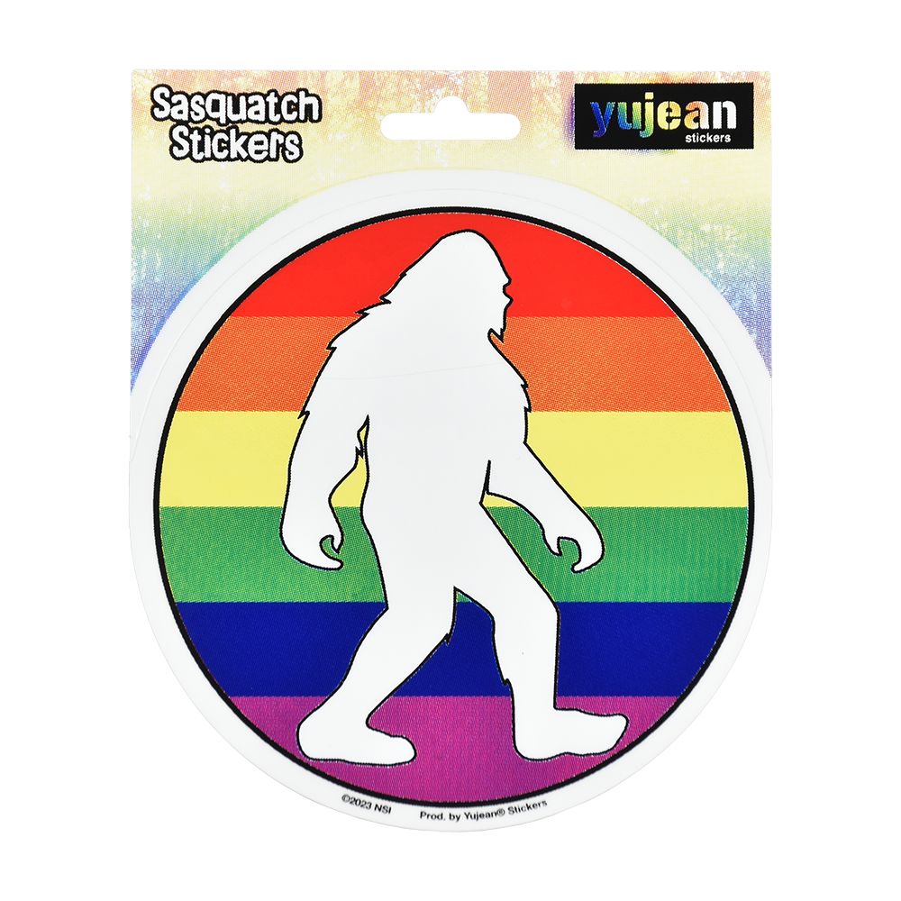 Bigfoot Rainbow Pride Round Sticker - 4.5"