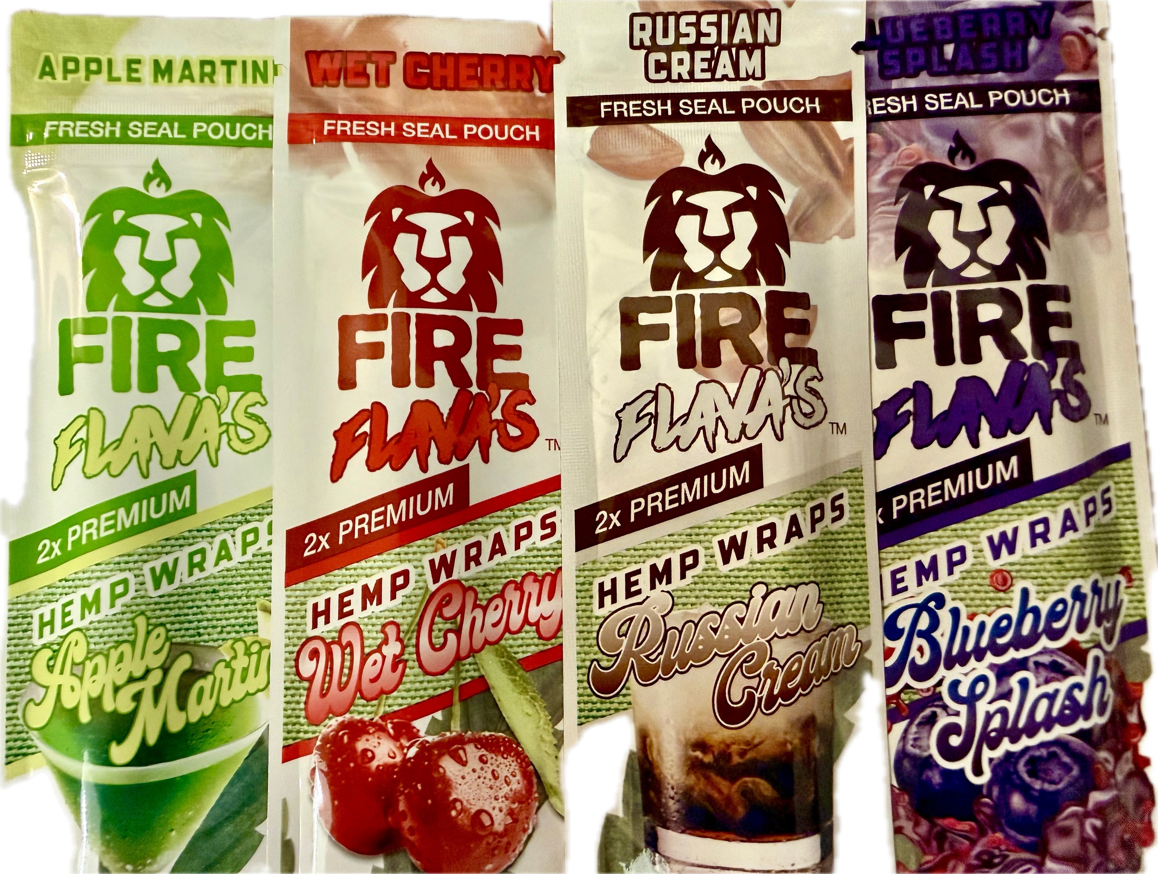 Fire Flavas Hemp Wraps Flavor Bundle - 4-Pack Pouches (Tobacco-Free)