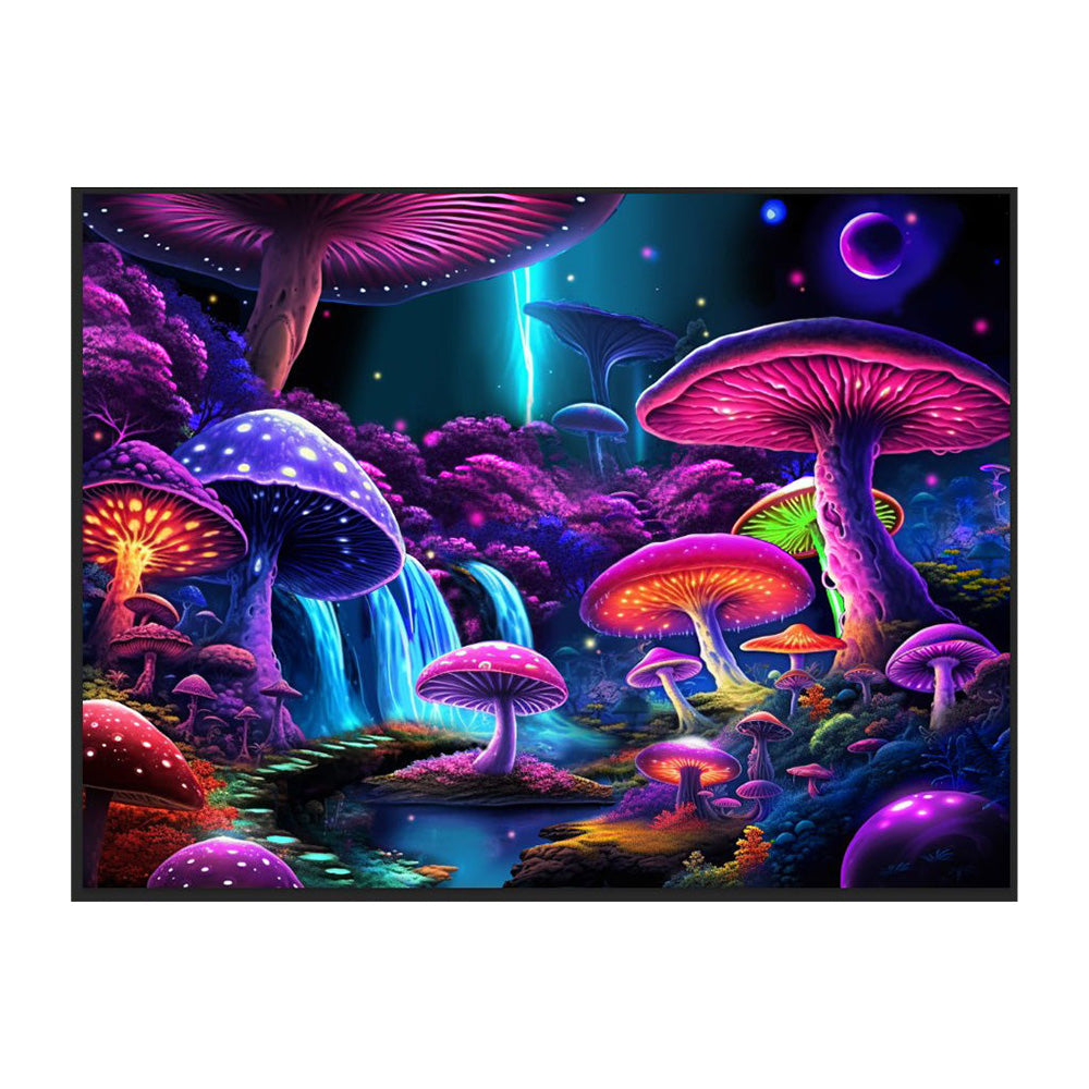 Special Tree Black Light Reactive Mushroom Wall Tapestry - 81"x53"