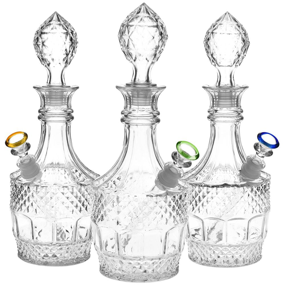 Vintage Decanter Style Glass Water Pipe w/ Cap - 8.5" / Liquor