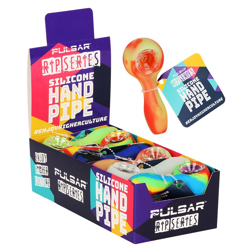 12CT DISPLAY - Pulsar RIP Series Silicone Spoon Pipe - 3.75" / Assorted Colors