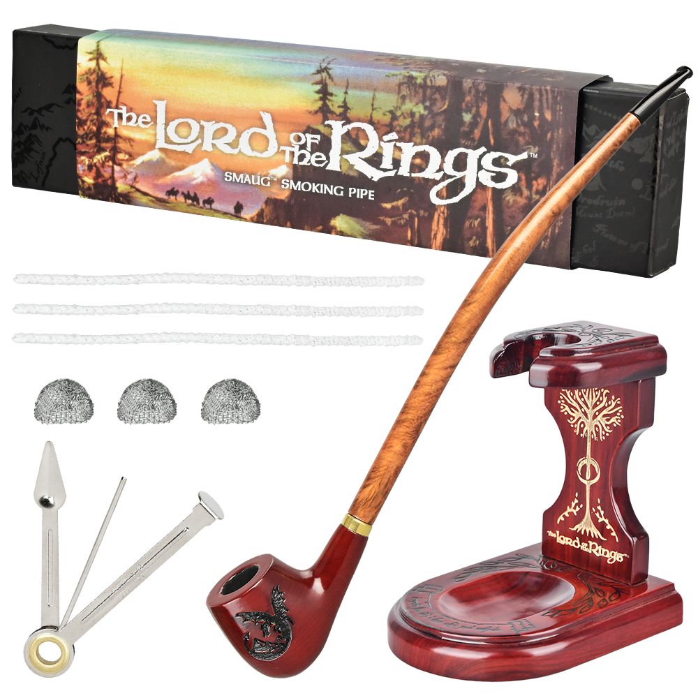 Pulsar Shire Pipes x LoTR SMAUG Pipe & MIDDLE-EARTH Pipe Stand Bundle - 11.5"