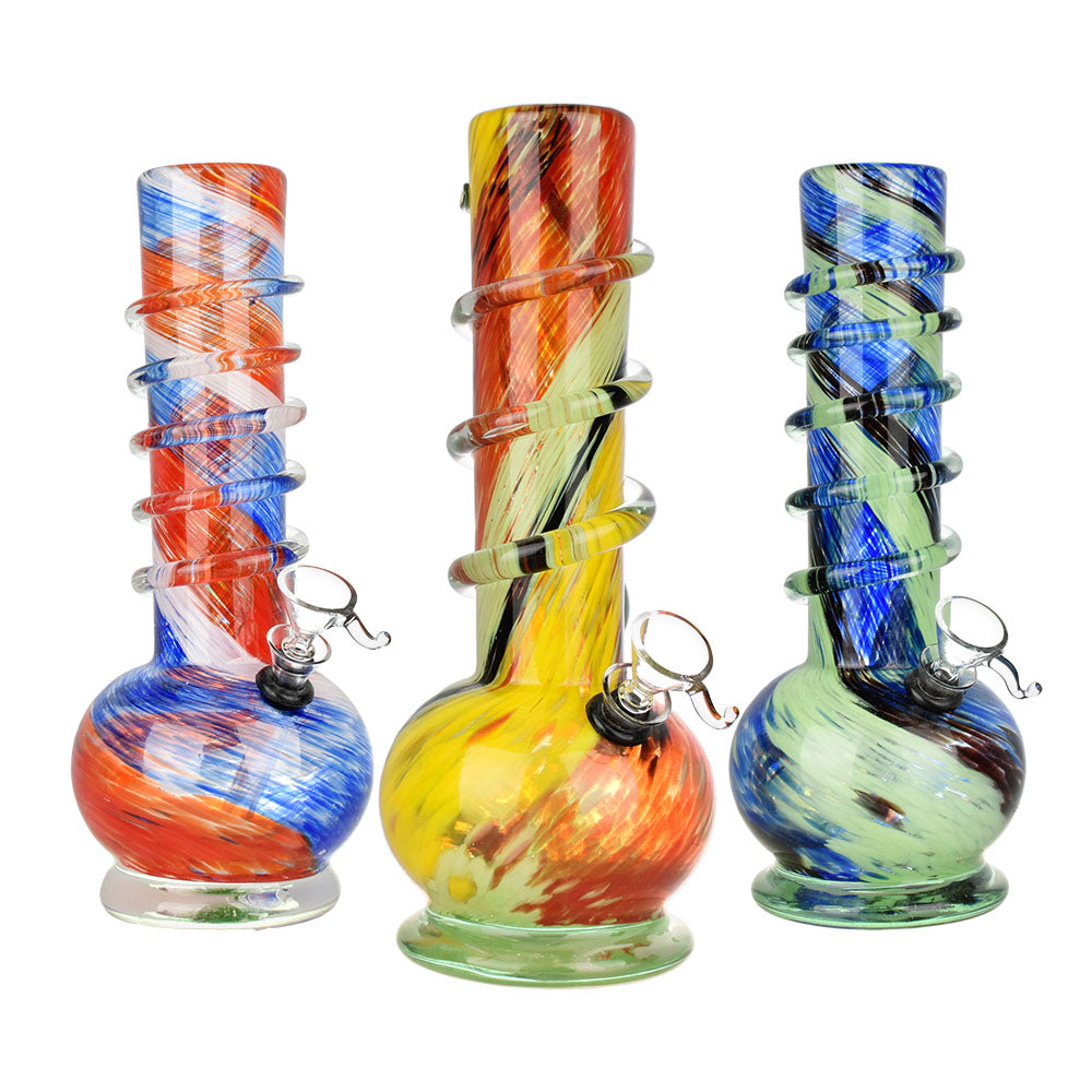Spherical Swirl Soft Glass Water Pipe - 9.75"