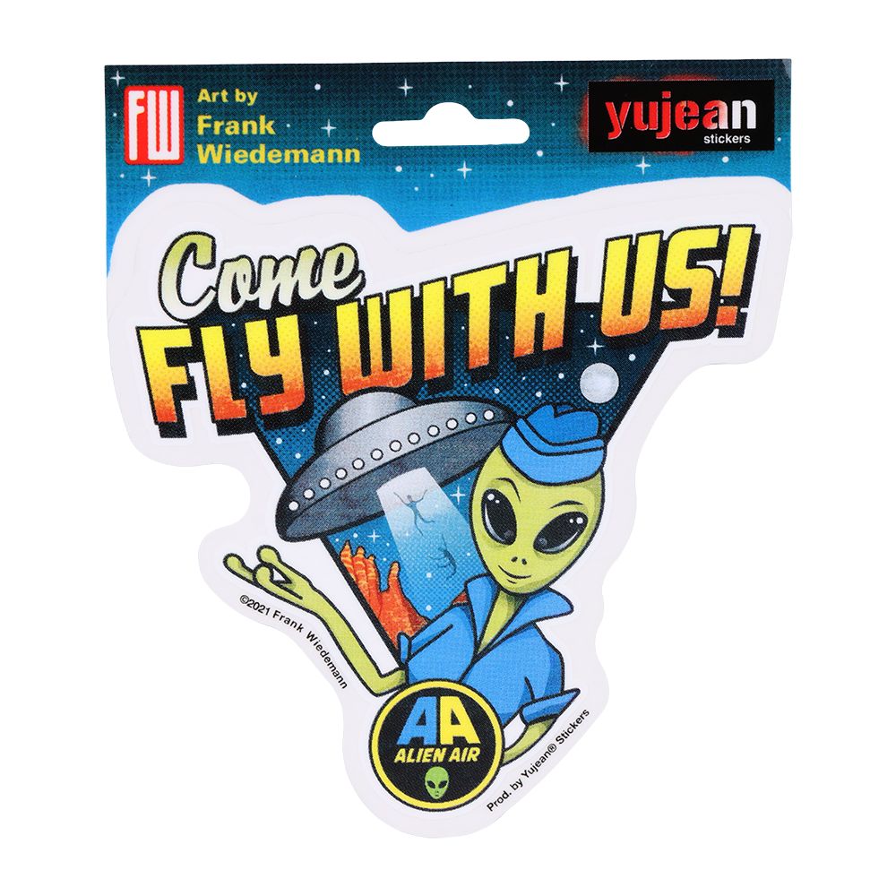 Frank Weidemann Come Fly With Us Alien Airlines DIe-Cut Sticker - 4.5"x4.5"