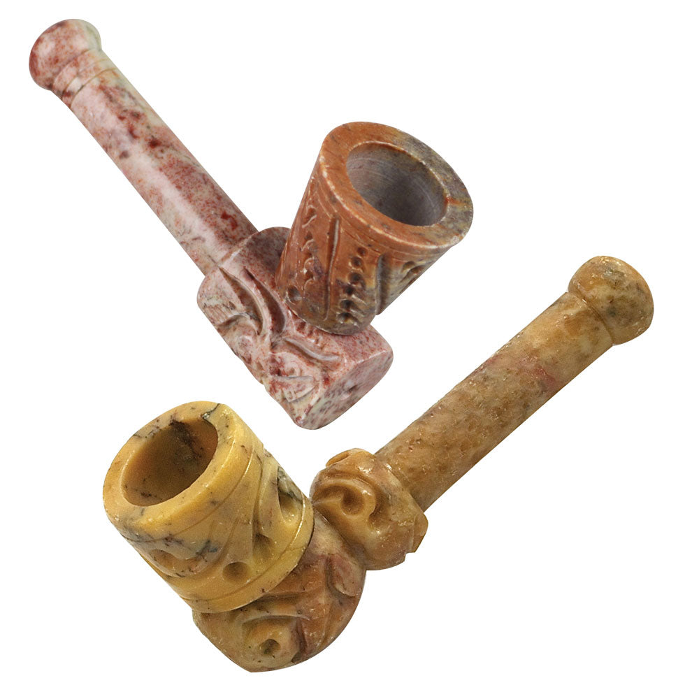 Chimney Carved Stone Pipe - 3.5" / 6 pcs