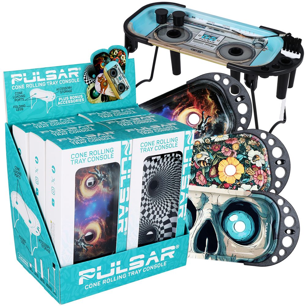 6CT DISPLAY - Pulsar Elevated Cone Rolling Tray Console - 9.25"x4.25" / Assorted Designs
