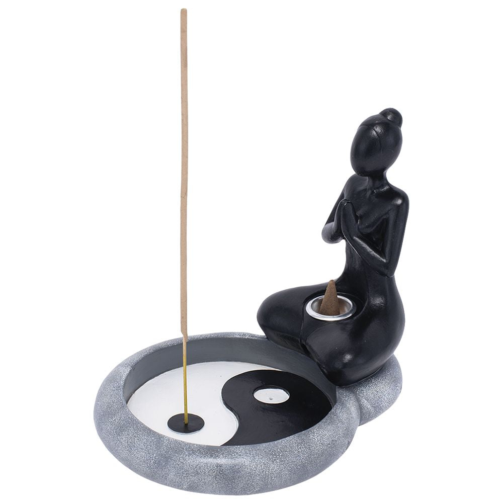 Fujima Yin Yang Yoga Backflow Cone Incense Burner - 6"