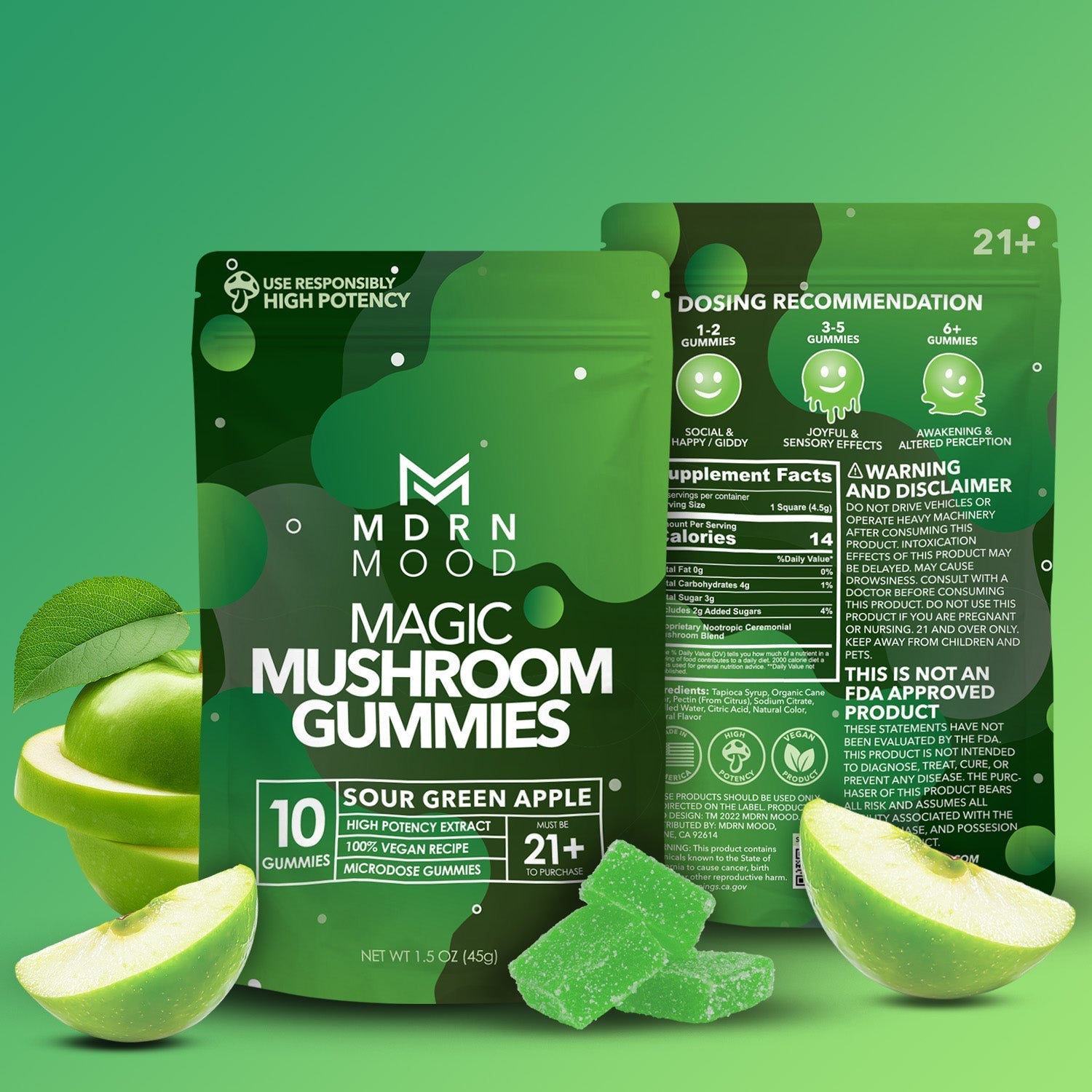 MDRN MOOD Magic Mushroom Gummies - Sour Green Apple