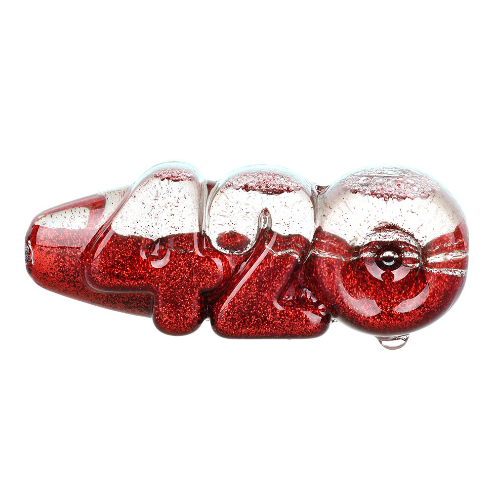 Glitter 420 Glycerin Glass Hand Pipe - 4.25" / 4ct
