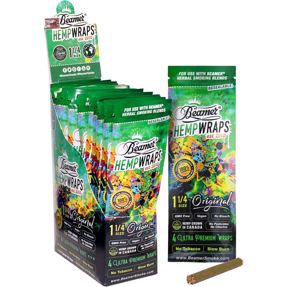 25PK DISPLAY - Beamer Ultra Premium Natural Vegan Hemp Wraps - Original / 1 1/4 / 4pc