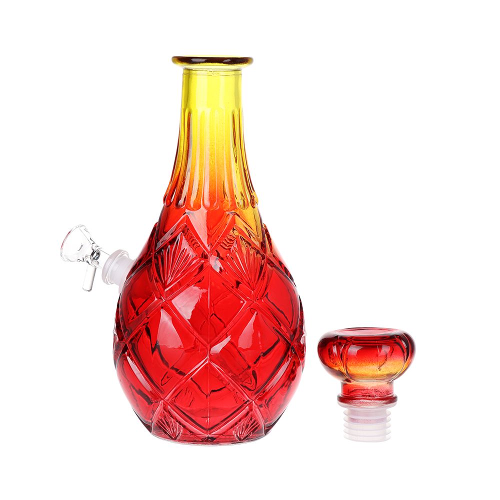 Vintage Decanter Ombre Glass Water Pipe - Lozenge / 10.5" / 14mm F / Colors Vary
