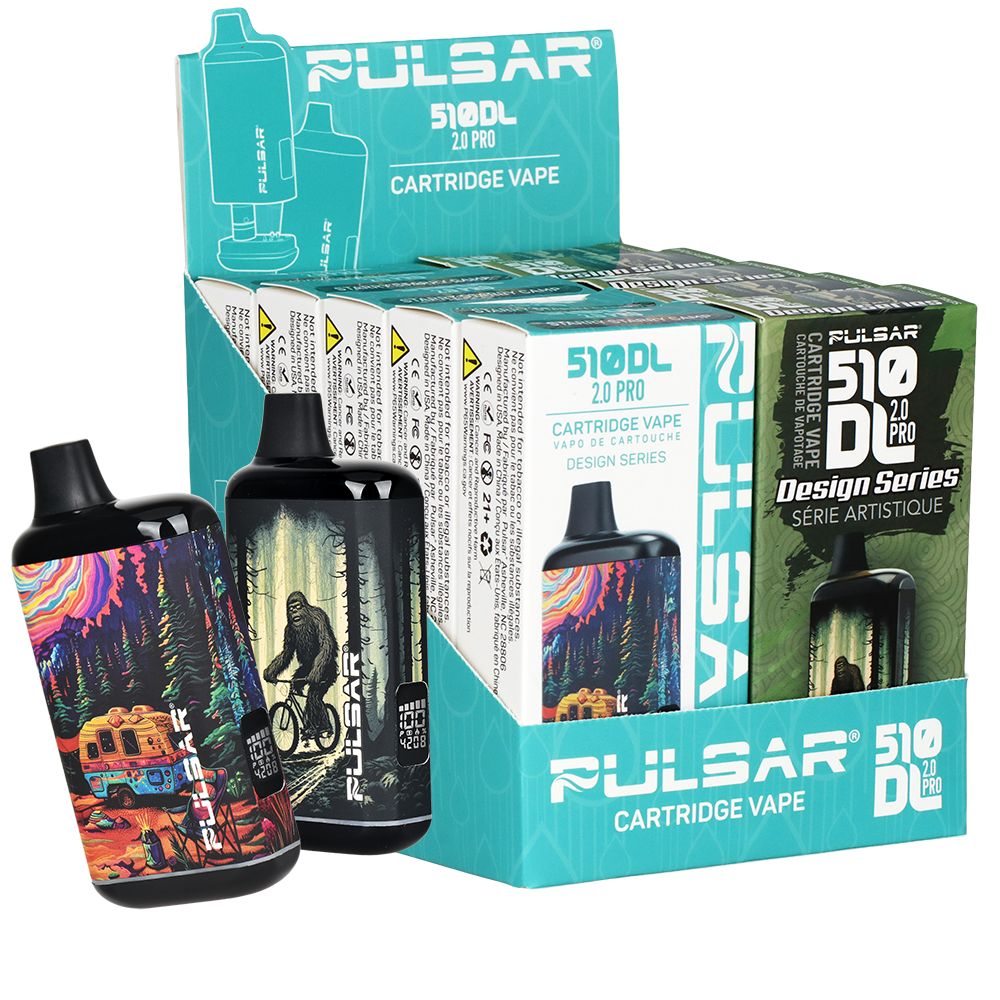 10CT DISPLAY - Pulsar 510 DL 2.0 PRO Design Series Variable Voltage Vape Bar - 1000mAh / Assorted Designs 2