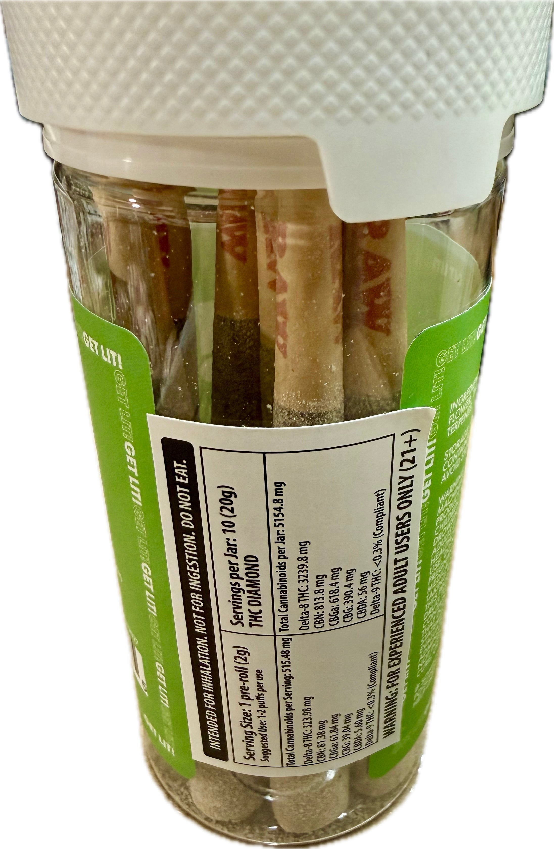 DIAMOND LIT! - THC LIQUID DIAMONDS - 2G PRE-ROLL - 10CT