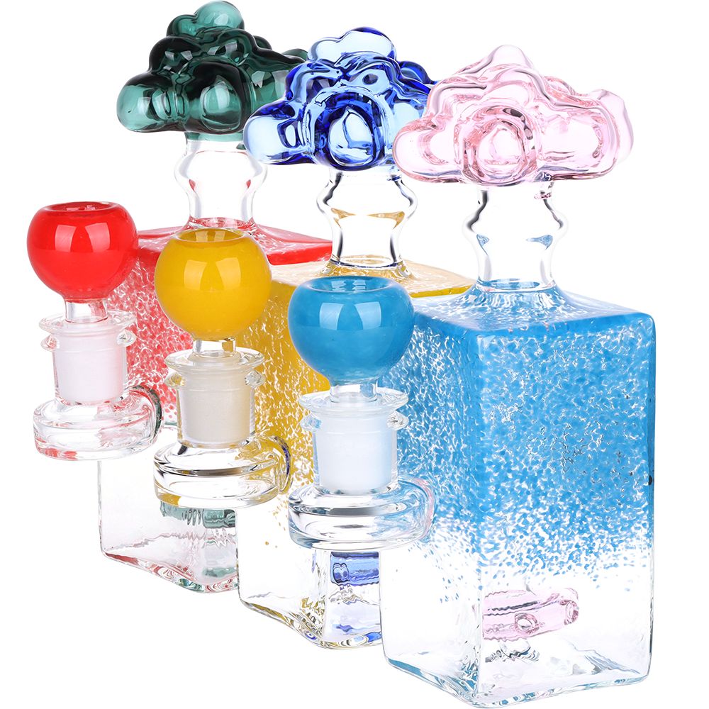 Pulsar Cloudy Sprinkles Glass Water Pipe - 6.75" / 14mm F / Colors Vary