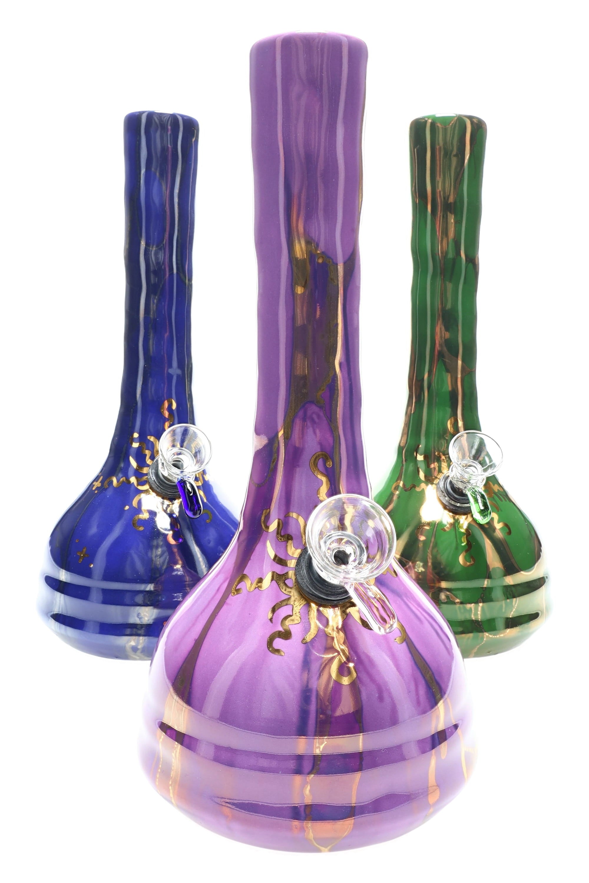 Ancient Creations 9″ Gold Sunburst Ceramic Beaker Bong