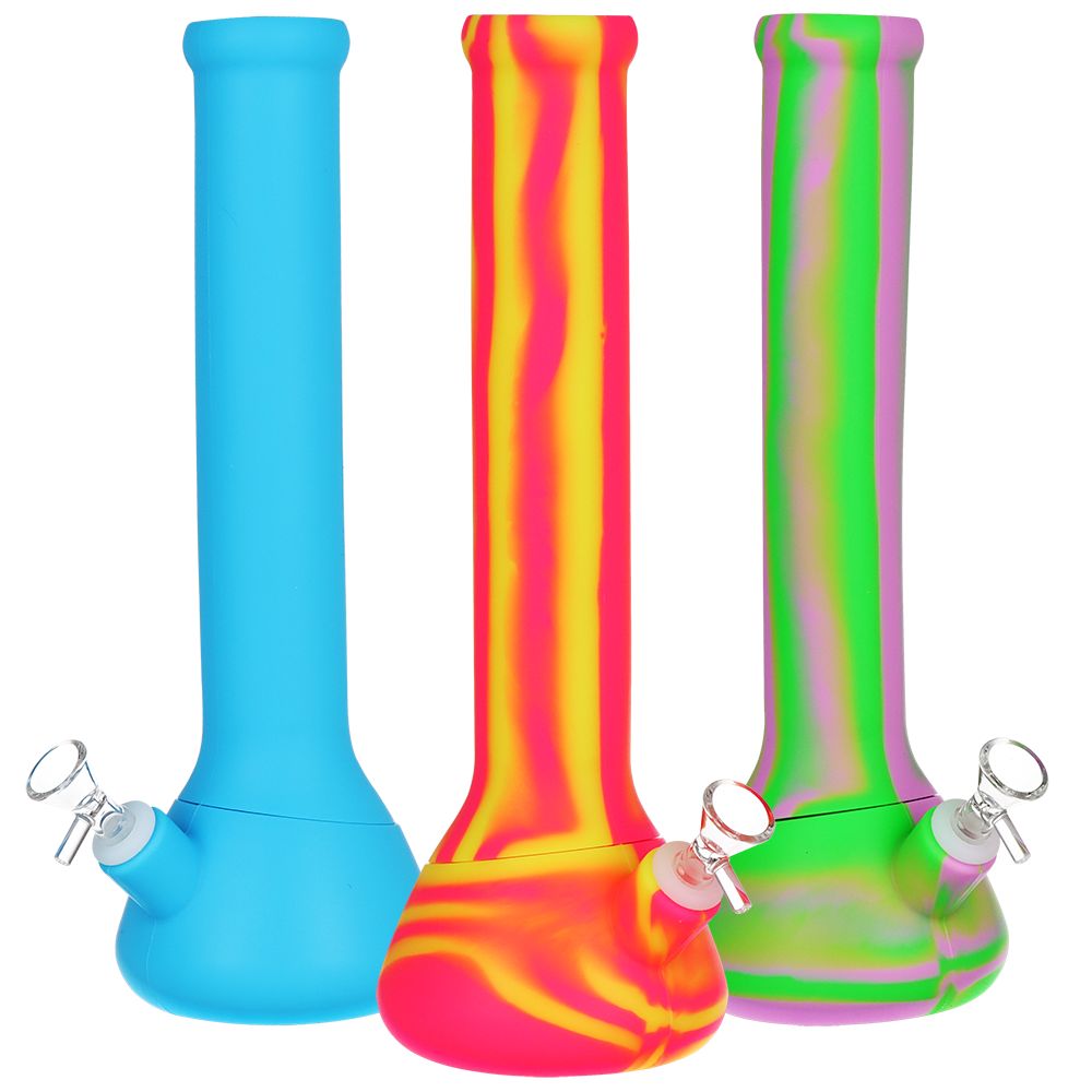 4CT BUNDLE - Silicone Beaker Water Pipe - 13.25"/ 14mm F / Assorted Colors